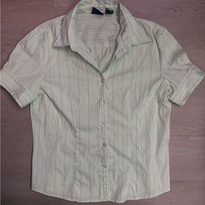 DC DCC Missy Pale Mint & Blue Striped Stretch Top